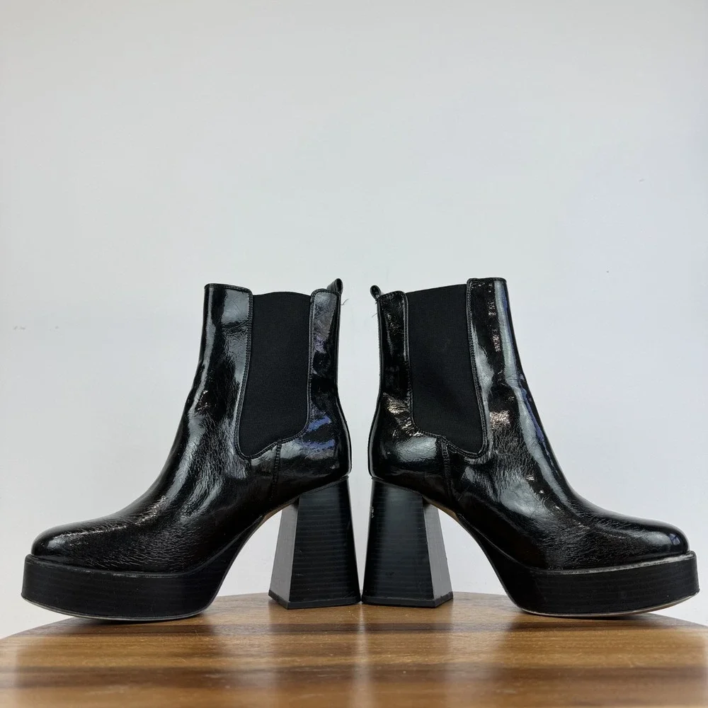 Womens Circus NY By Sam Edelman Stace Black Platform Heeled Chelsea Boots Size 9